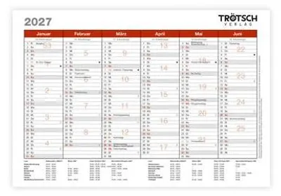 Produktbild von TRÖTSCH - Wandtafelplaner A4 2027