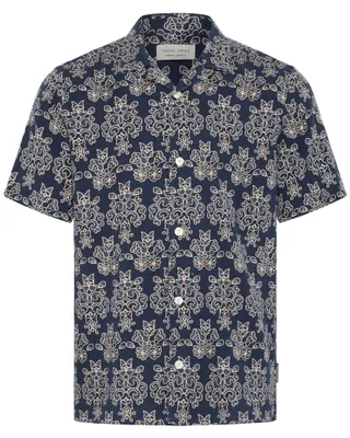 Produktbild von CASUAL FRIDAY Bequemes Kurzarmshirt Knopfleiste Ornamentmuster Modisch Größe: M