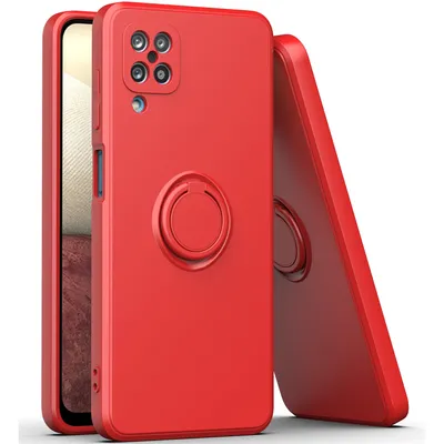 Obrázek produktu pro Samsung A12 Pouzdro, s prstencovým držákem a stojánkem, odolné proti poškrábání, měkký silikon pouzdro pro Samsung Galaxy A12 červené