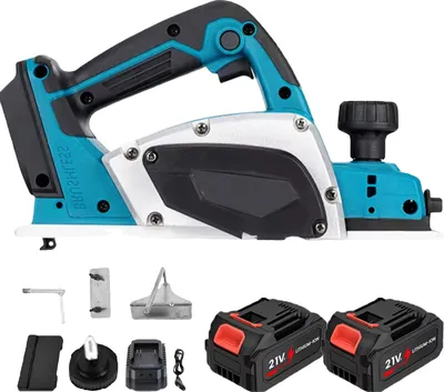 Obrázok produktu pre Elektrický hoblík, bezkartáčový motor, nastaviteľná hĺbka rezu, 2 batérie, EÚ