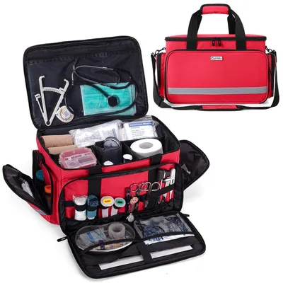 Produktbild von Tragbare Medizintasche Erste Hilfe Set Tasche Leer Rot 40x27x22cm Wasserdicht Nylon
