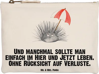 Produktbild von Mr. & Mrs. Panda Mäppchen Seeigel Grösse XL Große - Weiß - Geschenk, Kosmetiktasche, Meer, Selbstliebe, Achtsamkeit, Stoffbeutel, Etui, Schlampermäppchen, Kulturbeutel