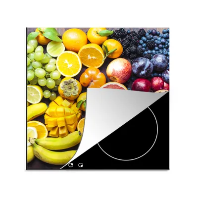 Produktbild von KitchenYeah© Herdabdeckplatte Obst - Regenbogen - Farben , 78x78cm, Küche Deko, Glaskeramikkochfeld Herdabdeckung, Abdeckplatte fùr Kochfeld