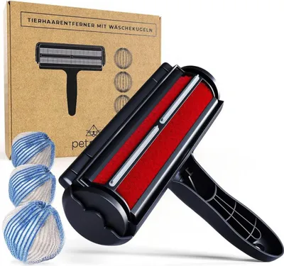 Produktbild von Petmont Tierhaarentferner, inkl. Waschbälle, Fusselrolle für Hunde & Katzen, wiederverwendbar, ideal für Sofa, Kleidung, Teppich, Auto.