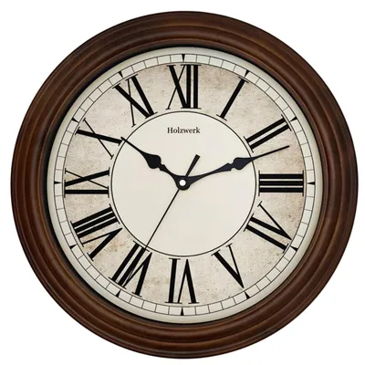 Image de Horloge murale rétro en bois avec chiffres romains - 35 cm