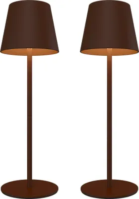 Produktbild von Ledvion – 2x Wiederaufladbare LED-Tischleuchte, Braun, Dimmbar 2700K-5000K, 200 Lumen, IP54 Spritzwassergeschützt, 4400mAh Akku, Touch-Steuerung, Einstellbar, USB-C, Innen- & Außenbereich, Nyra