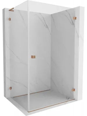 Obrázek produktu pro Mexen Lunar-B L sprchový kout s otočnými dveřmi pravý 100 x 90 cm, transparentní, kartáčovaná měď - 832L-100-090-65-00-P