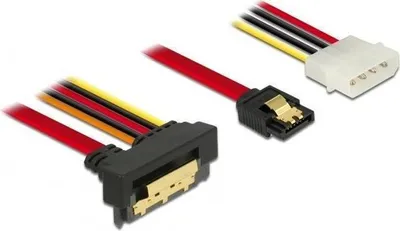 Zdjęcie produktu dla DeLOCK 85231, 0,3 m, SATA III, SATA 7-pin + Molex (4-pin), SATA 22-pin, Żeńska/Żeńska, Czarny