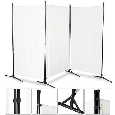 Produktbild von Lospitch Paravent Paravents Balkon Raumteiler mehrere Auswahl Outdoor Trennwand Wand Sichtschutz 3 teilig Beige