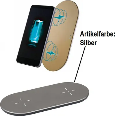 Produktbild von Wireless Charger Qi Ladegerät Induktive Ladestation Kabellos Iphone Samsung NEU SILBER