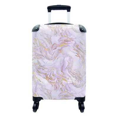 Produktbild von MuchoWow® Koffer Handgepäck Trolley Rollkoffer Kleine Reisekoffer mit 4 Rollen - Abstrakt - Marmor - Gold - Muster - Cabin Size < 55x40x23 cm & 55x40x20 cm - Fotokoffer - Kabinenkoffer - Boardgepäck - Reise-Box - Reisekoffer - Reisegepäck - Koffer mit Bild - Trolley für Kinder