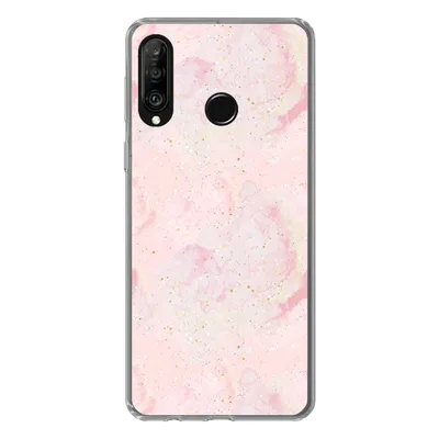 Produktbild von MuchoWow® Handyhülle Schutzhülle Hülle für Huawei P30 Lite Marmor - Rosa - Glitter - Gold - Muster Silikon Softcase Handy Hülle - Handyhülle