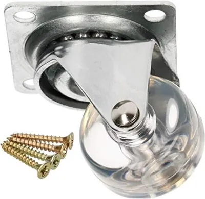 Produktbild von KOTARBAU® Transparente Möbelrolle Ø 35 mm für alle Bodenarten Lenkrolle Gummirolle Transportrolle Sofarolle Schieberolle Werkzeugkistenrolle