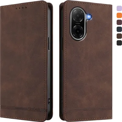Image de Etui pour Xiaomi Redmi A5 4G, étui rétro en cuirPolyuréthaneavec support et fentes pour cartes de crédit Marron