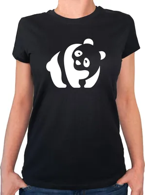 Produktbild von Huuraa Damen T-Shirt Panda Silhouette S Black Bio Baumwolle Fairtrade Damenshirt Geschenkidee