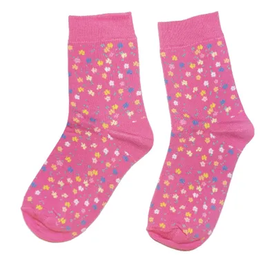 Produktbild von Damen Basic Socken aus Baumwolle Blumen Motive Pink Sommer Größe 35-38