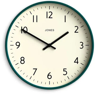 Productafbeelding van Moderne, ronde wandklok, 30 cm, donkergroen, met een goed leesbaar uurwerk