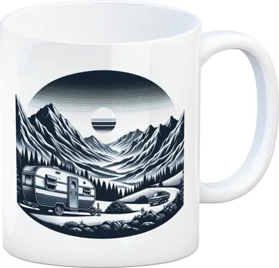 Produktbild von Camping in den Bergen Kaffeebecher