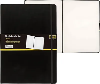 Produktbild von Idena NotizbuchMix A4 blanko schwarz - 96 Blatt 80g/m²