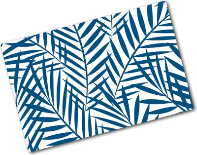 Produktbild von Tulup Glas Herdabdeckplatte - 80x52 cm - Glaskeramikkochfeld-Abdeckung Spritzschutz Glasabdeckplatte - Einteilig - Blumen & Pflanzen - Palmenblätter - Blau