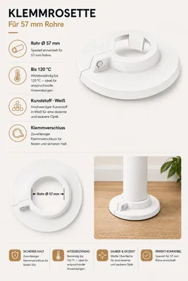 Immagine prodotto di BADfabrik24 Rosone RKW 57 mm, bianco, plastica, Immagine generata dall'IA