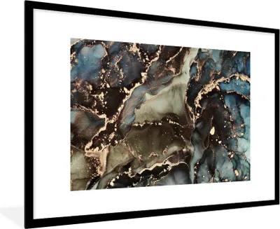 Produktbild von MuchoWow® Gerahmtes Poster Marmor - Gold - Grün 90x60 cm - Poster mit Schwarzem Bilderrahmen Wandposter Rahmen Foto Bilder - Wanddekoration - Fotos