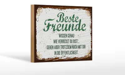 Produktbild von Holzschild Spruch 12x18cm Beste Freunde wissen grün braun