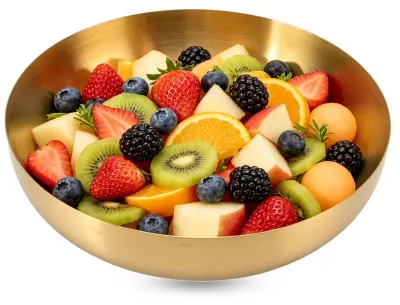 Servierschale aus Edelstahl, 24 cm, gold, für Salat und Obst