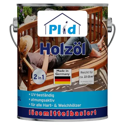 Produktbild von Plid Holzöl 2,5l Farblos - für ca. 25m² – Holzschutz & Pflegeöl für Gartenmöbel, Terrassen, Zäune & Außenbereich – Wetterbeständiger Imprägnierung
