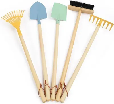 Immagine prodotto di eliNeli Attrezzi da giardino per bambini con manico lungo - Set di 5 pezzi