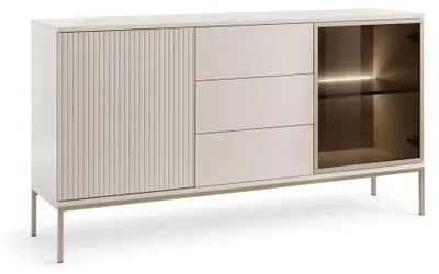 Obrázek produktu pro Selsey Tosena - dvoudveřový příborník se zásuvkami a LED, béžová, 154 cm