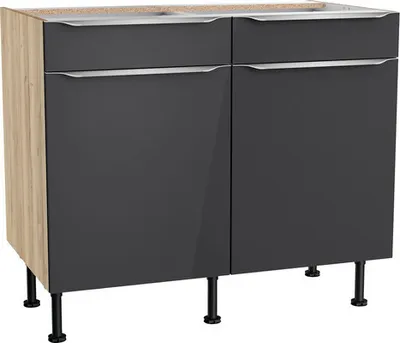 Produktbild von Optifit Unterschrank mit Schublade und Drehtür Linus984 BxTxH 100 x 58,4 x 87 cm anthrazit glänzend zerlegt KFLI U106-8E
