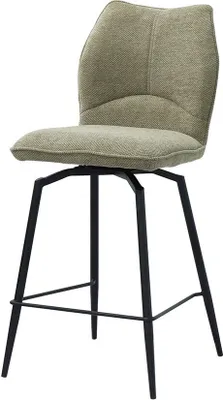 Productafbeelding van Draaibare barkruk CROFT - Zandbeige stof - Zwarte metalen poten - Hoogte 103 cm - Design/industriële stijl