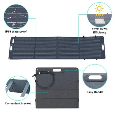 Immagine prodotto di Pannello solare da 200W - 12V/24V, flessibile e pieghevole, monocristallino, con grado di protezione IP68