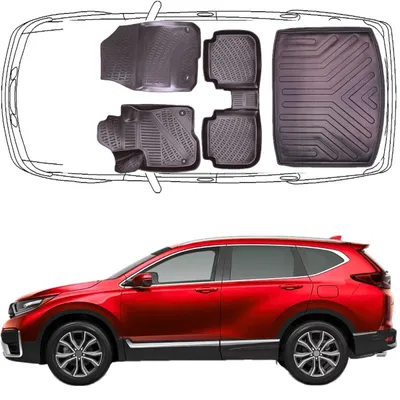 Produktbild von 3D Fußmatten & Untere Kofferraumwanne Auto Set Kompatibel mit Honda CR-V 5.Gen 2018-2023