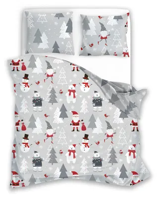 Produktbild von Bettwäschegarnitur Reißverschluss Winter Weihnachtsmotive Wendebettwäsche 140 x 200 cm + 70 x 90 cm - Weihnachtsmann