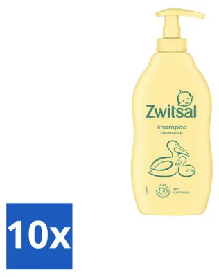 Immagine prodotto di 10 flaconi di shampoo delicato per bambini Zwitsal, 400 ml ciascuno, confezione
