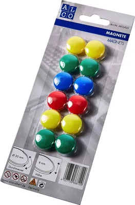 Produktbild von Haftmagnet Metall Kunststoff 20mm sortiert VE=10x12 Stück