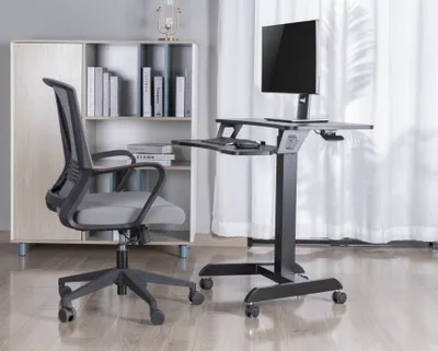 Produktbild von Schreibtisch-Sitz-Steh-Laptop-Tisch - fahrbar - höhenverstellbar