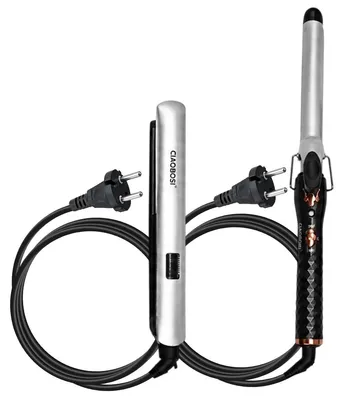 Obrázok produktu pre Avizar, 45 W sada na úpravu vlasov s žehličkou a kulmou, 110 V – 240 V, sivá