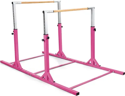 Produktbild von GOPLUS Gymnastik Turnreck, Turnstangen Breiten- & höhenverstellbar, Reckstange aus Metall bis zu 100kg, Gymnastikstange für Kinder von 6-12 Jahren, Rosa