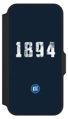 Produktbild von NIVOCASE Klapphülle für Apple iPhone 13 Mini  Handyhülle aus Kunst Leder NIVOflip schwarz Bundesliga KSC Karlsruher SC