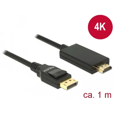 Produktbild von Kabel Displayport 1.2 Stecker > HDMI-A Stecker 1 m schwarz 4K Delock