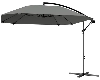 Produktbild von Ampelschirm Alu Ø 260 cm Sonnenschirm, wasserdicht Kurbelschirm mit Ständer, Kurbel, Windsicherung, neigbar Marktschirm kippbar Gartenschirm Sonnenschutz für Balkon Garten Terrasse Dunkelgrau Aosom