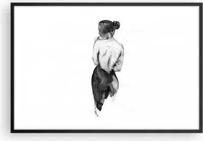 Produktbild von Gerahmtes Poster - Schwarzer Rahmen - Aquarell Frau Nacktheit - 91,5x61 cm - Wand Bild - Wanddeko - Wandbilder - Kunstposter - Wandposter - Bilderrahmen - Bilder - Kunstdruck - P2BAA91x61-4721