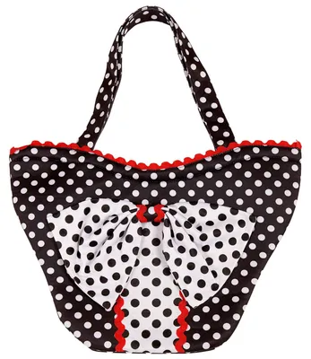 Image de Sac des années 1950, motif pois, noir, blanc et rouge