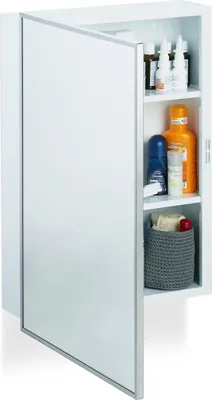 Spiegelschrank Bad, Stahl, 3 Fächer, 56x40,5x12,5 cm, Weiß