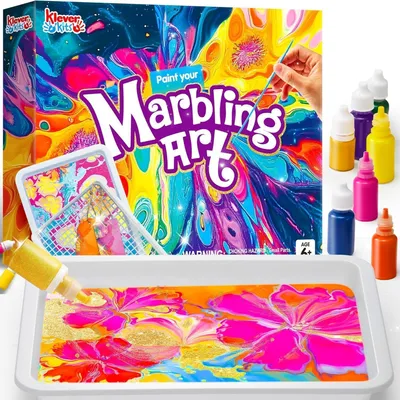 Productafbeelding van Klever Kits: Watergedragen marmerverf, knutselset voor kinderen, 6-12 jaar