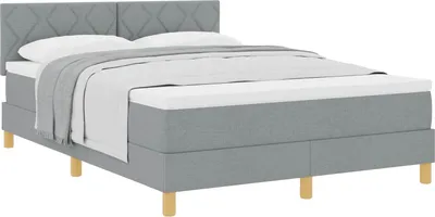 Zdjęcie produktu dla vidaXL Łóżko sprężynowe z materacem jasnoszare 140 x 190 cm tkanina