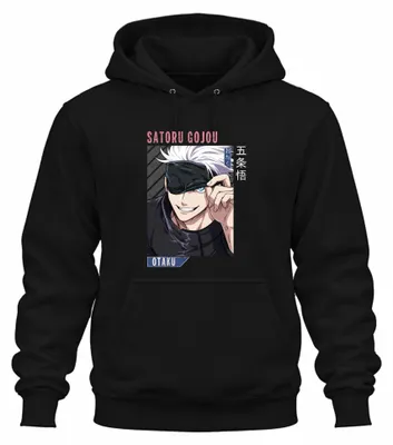 Produktbild von Satoru Gojou Jujutsu Kaisen Anime Otaku Augenbinde weiße Hoodie Kapuzenpullover, Schwarz, M